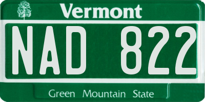 VT license plate NAD822