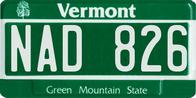 VT license plate NAD826
