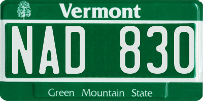 VT license plate NAD830