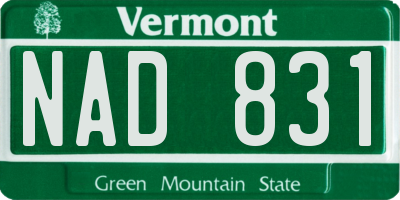 VT license plate NAD831