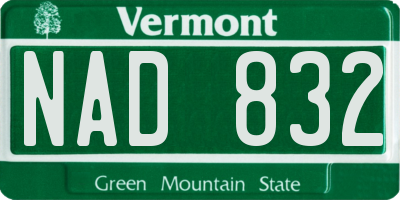 VT license plate NAD832