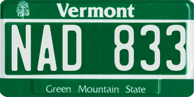 VT license plate NAD833