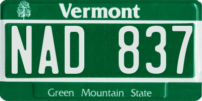 VT license plate NAD837