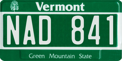 VT license plate NAD841