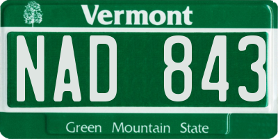 VT license plate NAD843