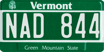 VT license plate NAD844
