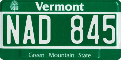 VT license plate NAD845