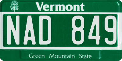 VT license plate NAD849