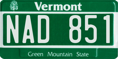 VT license plate NAD851