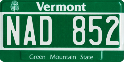 VT license plate NAD852
