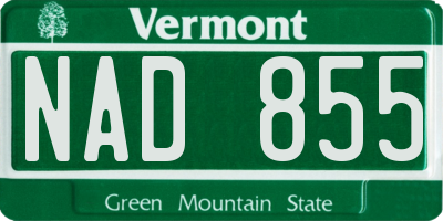 VT license plate NAD855