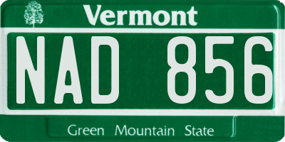 VT license plate NAD856