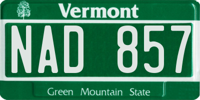 VT license plate NAD857