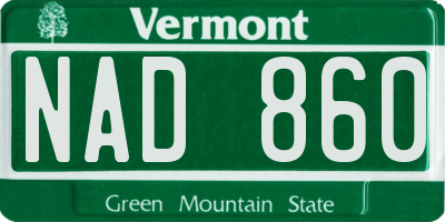 VT license plate NAD860