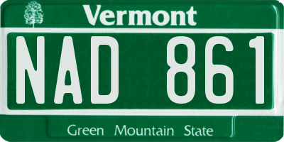 VT license plate NAD861