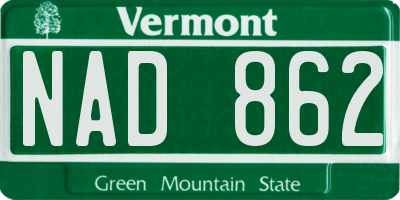 VT license plate NAD862
