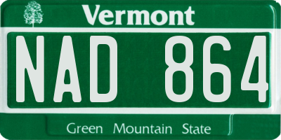 VT license plate NAD864