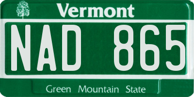 VT license plate NAD865