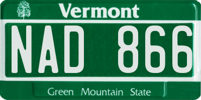 VT license plate NAD866