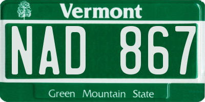 VT license plate NAD867