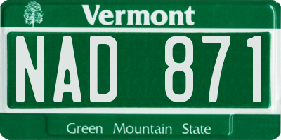 VT license plate NAD871