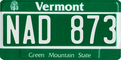 VT license plate NAD873