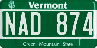 VT license plate NAD874