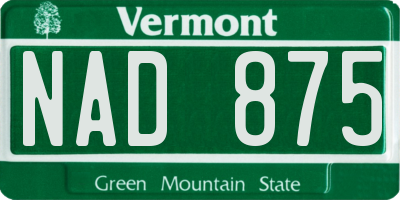 VT license plate NAD875