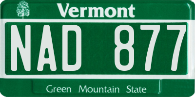 VT license plate NAD877