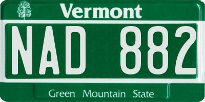 VT license plate NAD882