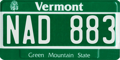 VT license plate NAD883