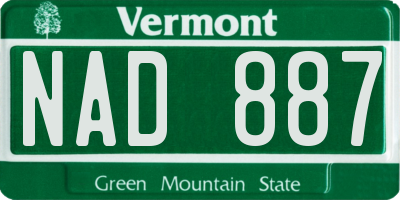 VT license plate NAD887