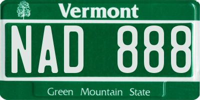VT license plate NAD888