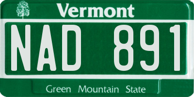 VT license plate NAD891