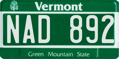 VT license plate NAD892