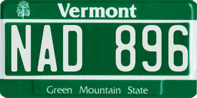 VT license plate NAD896