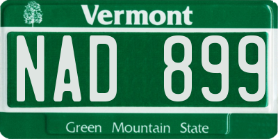 VT license plate NAD899