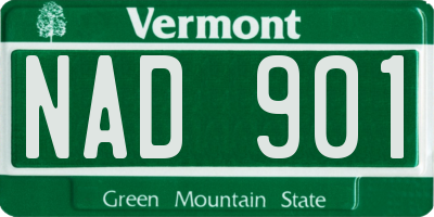 VT license plate NAD901