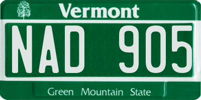 VT license plate NAD905