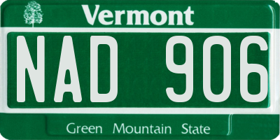 VT license plate NAD906
