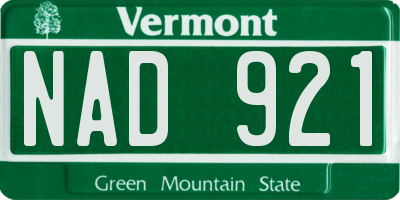 VT license plate NAD921