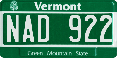 VT license plate NAD922