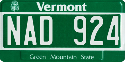 VT license plate NAD924