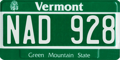 VT license plate NAD928