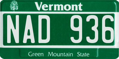 VT license plate NAD936