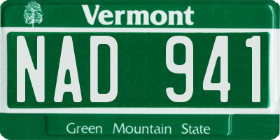 VT license plate NAD941