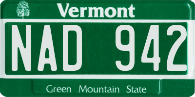 VT license plate NAD942