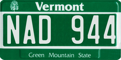 VT license plate NAD944