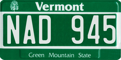 VT license plate NAD945