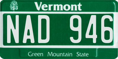 VT license plate NAD946